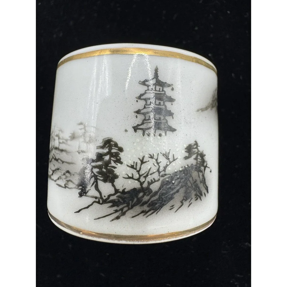 Napkin Ring Fukagawa Arita Hand Painted Napkin‎ Ring Gold Rim Japan Porcelain